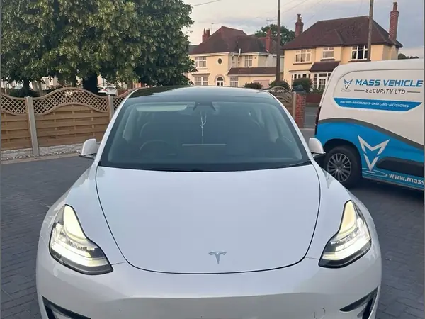 Tesla Model 3 fitted with a hidden immobiliser on the customer driveway