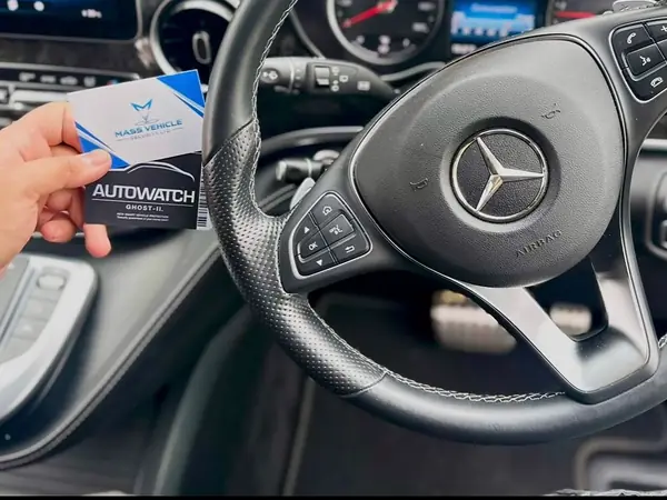 Autowatch Ghost card held inside a Mercedes after installation
